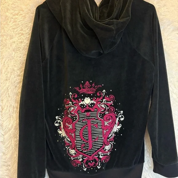 Juicy Couture Velvet Zip-Up Hoodie – Size XL Y2K | Rare | Velour | Rhinestones👑 - Picture 9 of 17